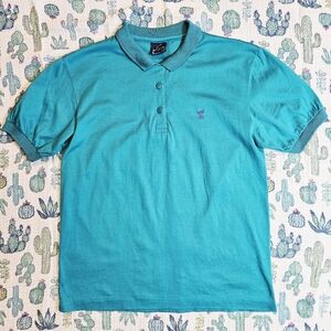 Vintage 80s Polo Shirt Turquoise M